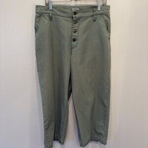J. Crew Women's Wide Leg High Rise Button Fly Olive Green Dress Pants Size 30